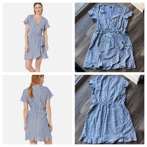 J.Crew Floral Chambray Wrap Dress, Size XL